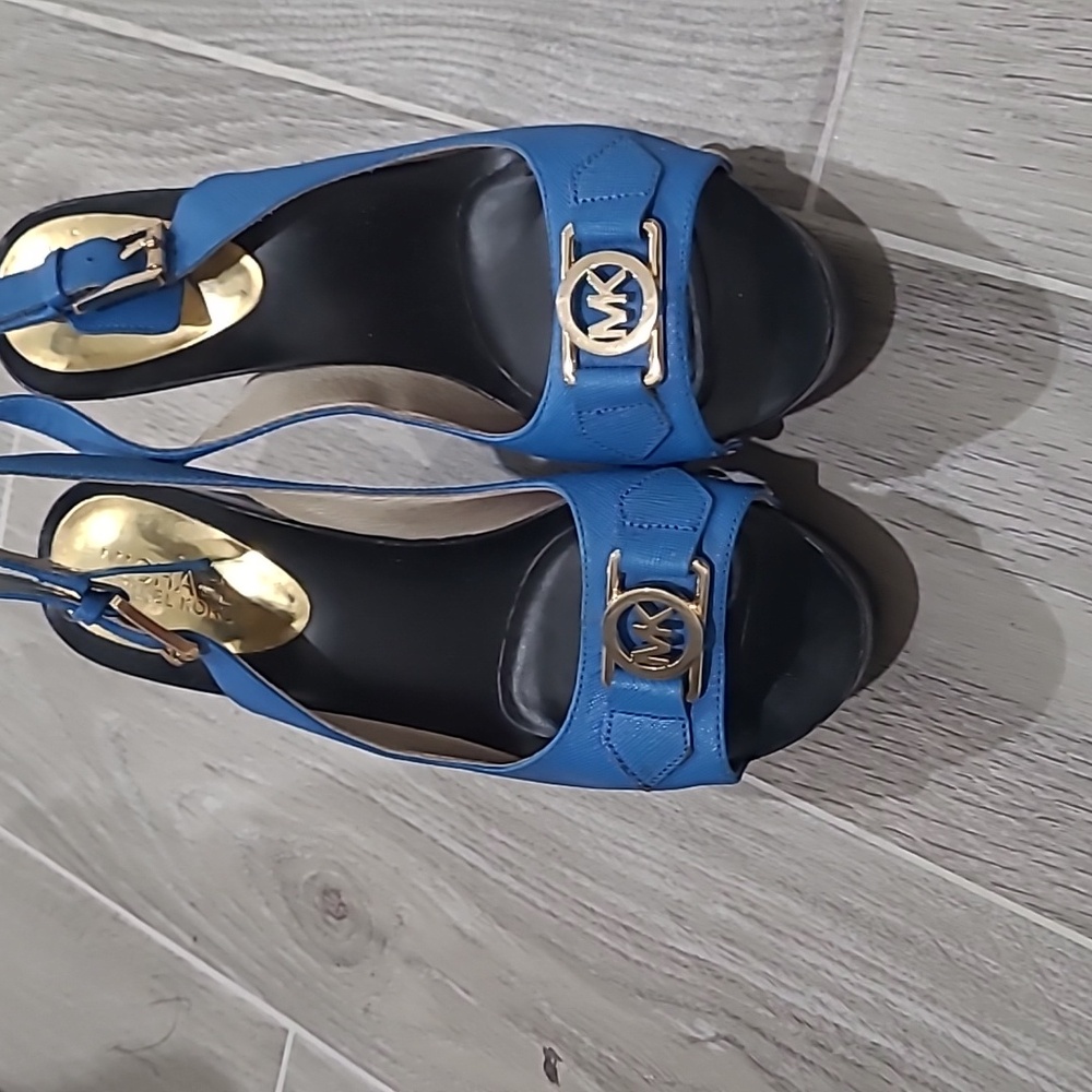 Michael Kors Blue Charm Wedges Size 7